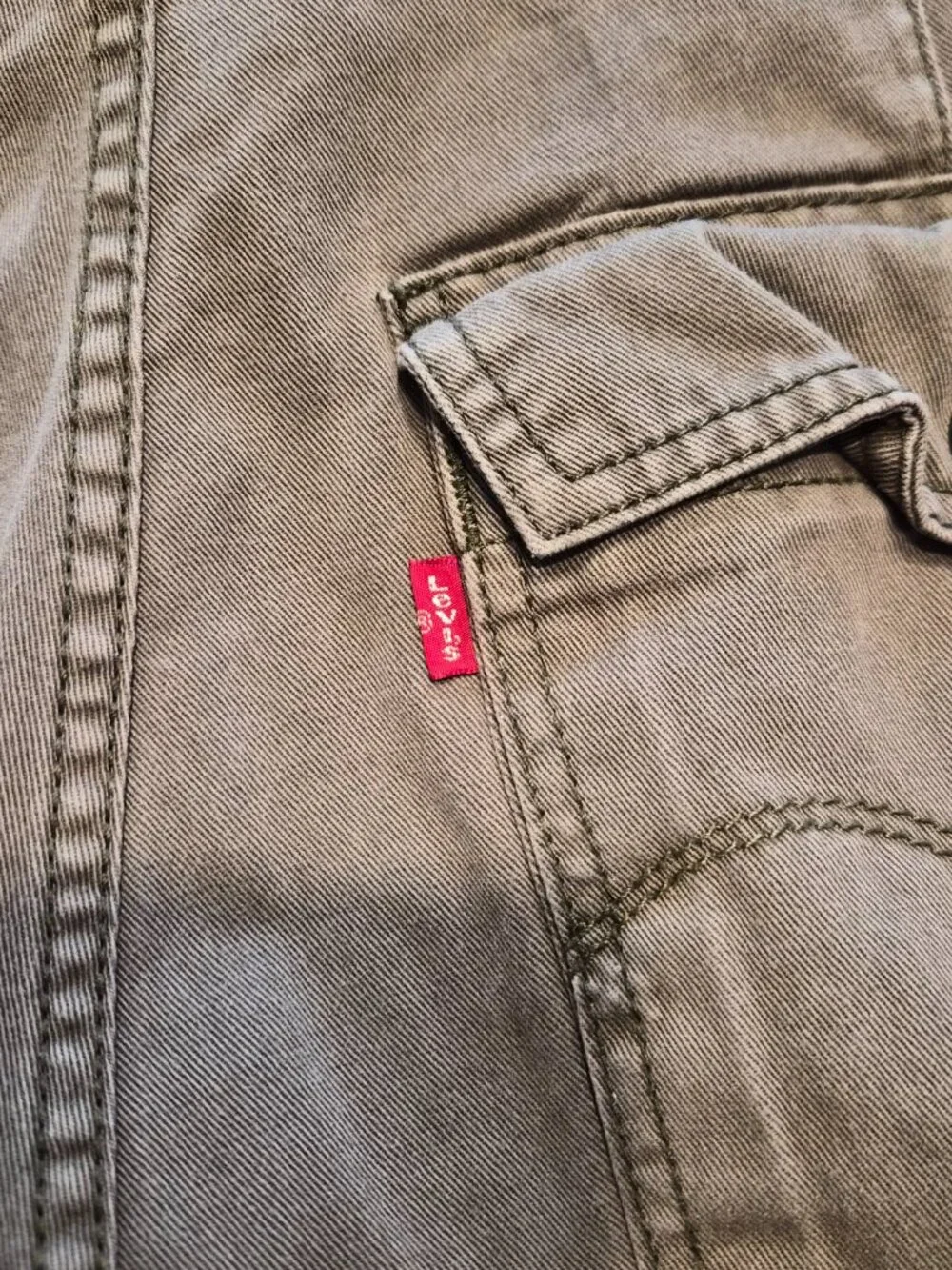 Vintage Levis Cargo Shorts Men 32 Olive Green Canvas 100% Cotton Work Y2K G595